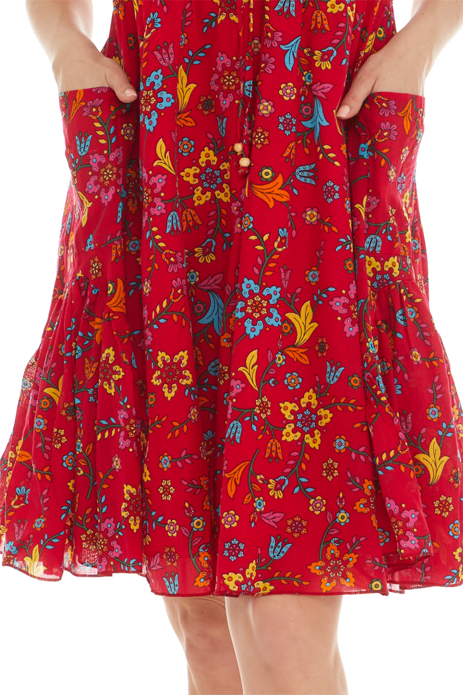 Askılı Vual Kırmızı Kısa Elbise