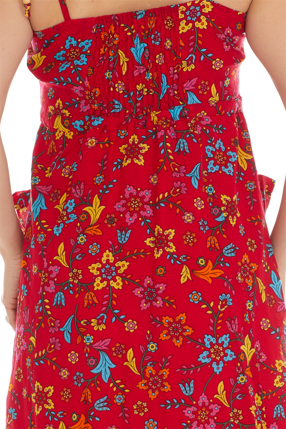 Askılı Vual Kırmızı Kısa Elbise