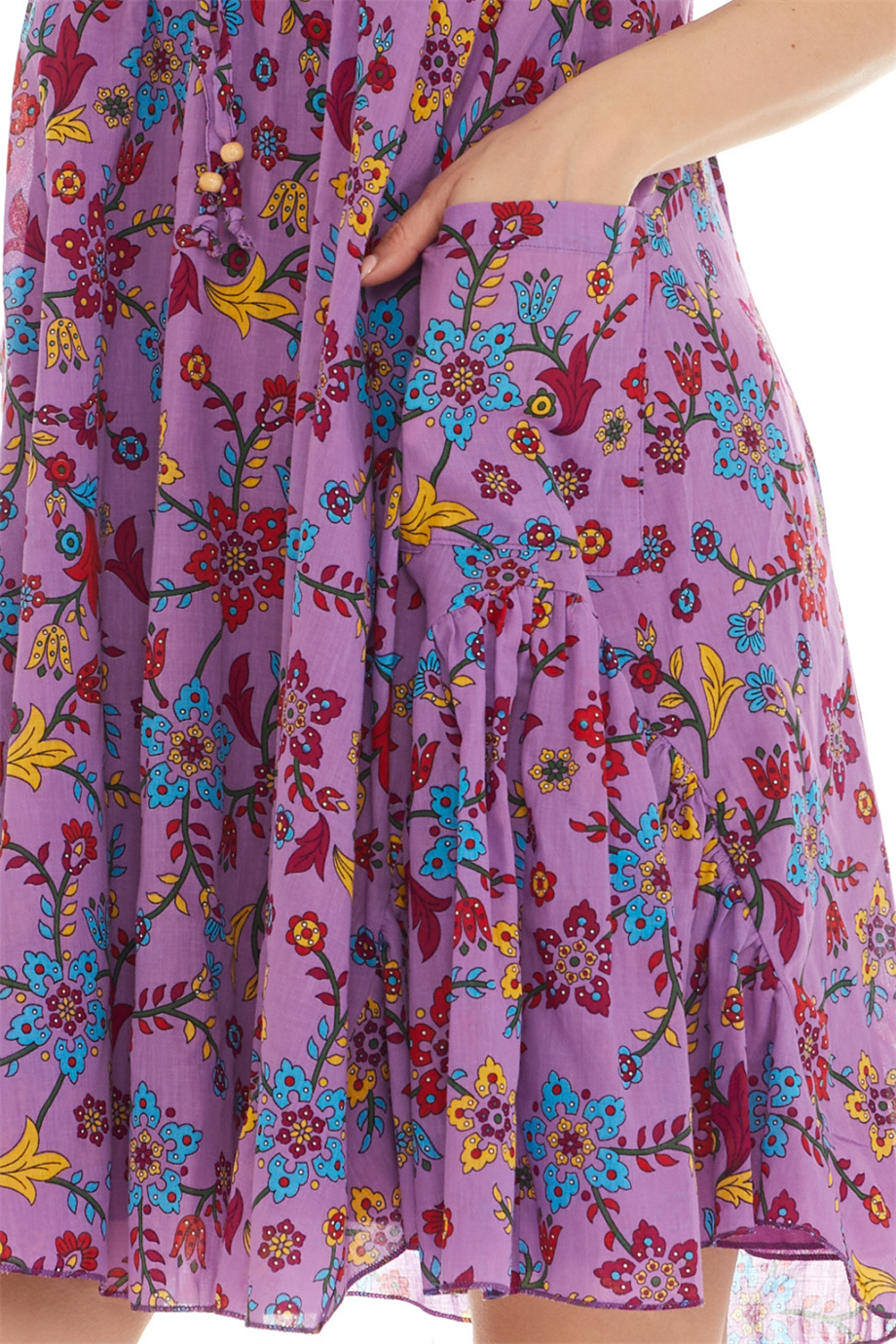 Askılı Vual Lila Kısa Elbise