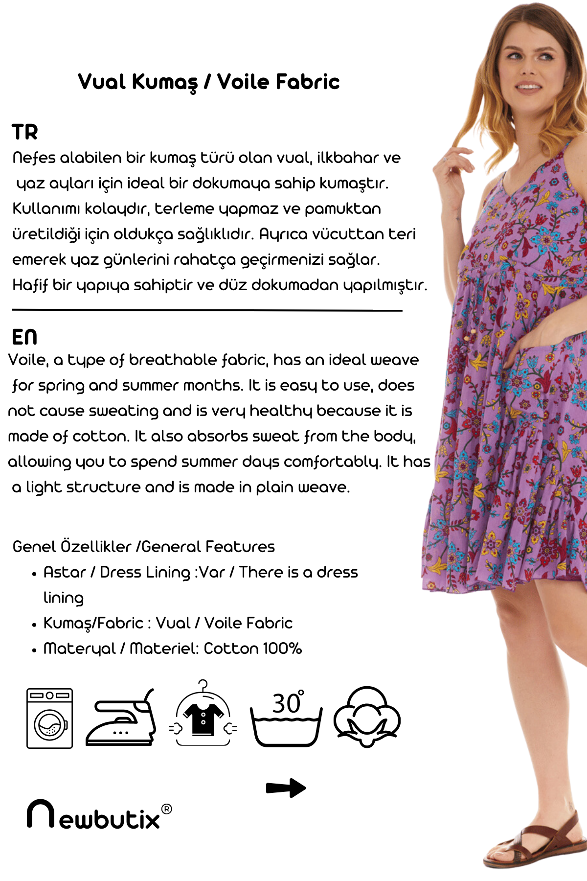 Askılı Vual Lila Kısa Elbise