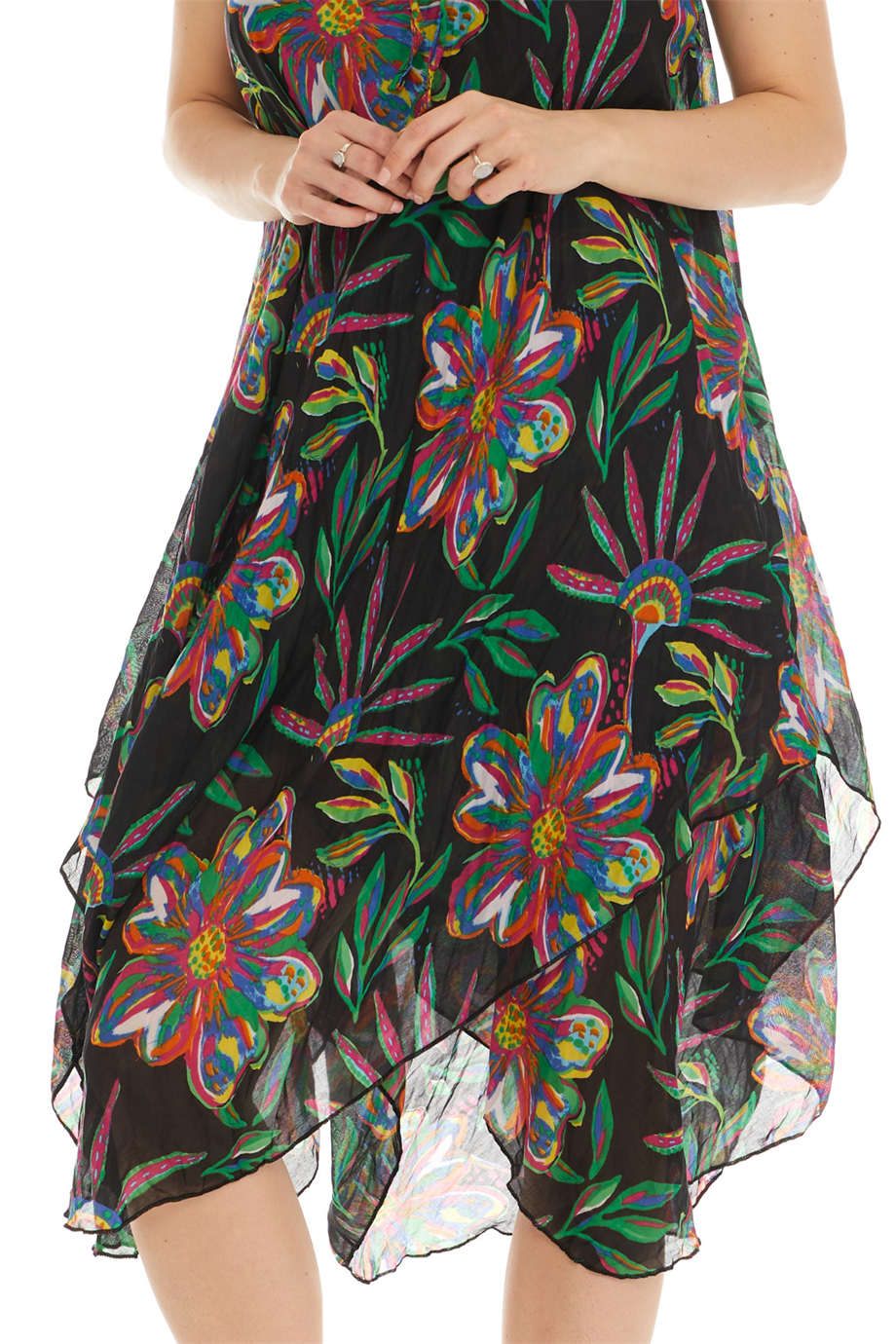 Askılı Vual Siyah Kısa Elbise 6193