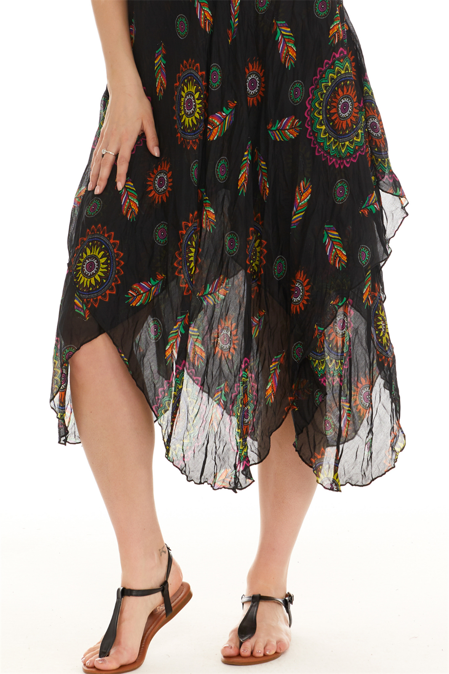 Askılı Vual Siyah Kısa Elbise 6198