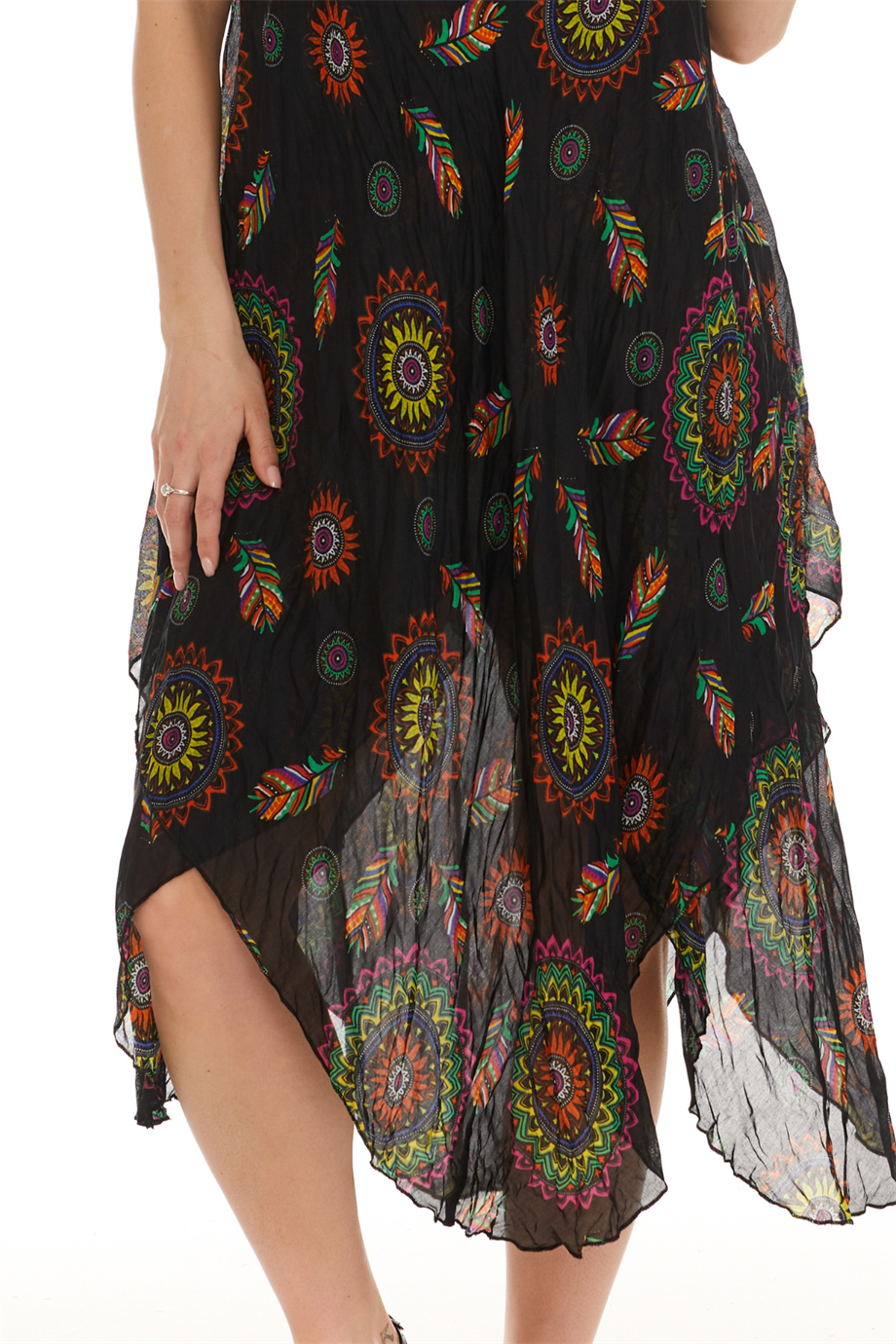 Askılı Vual Siyah Kısa Elbise 6198