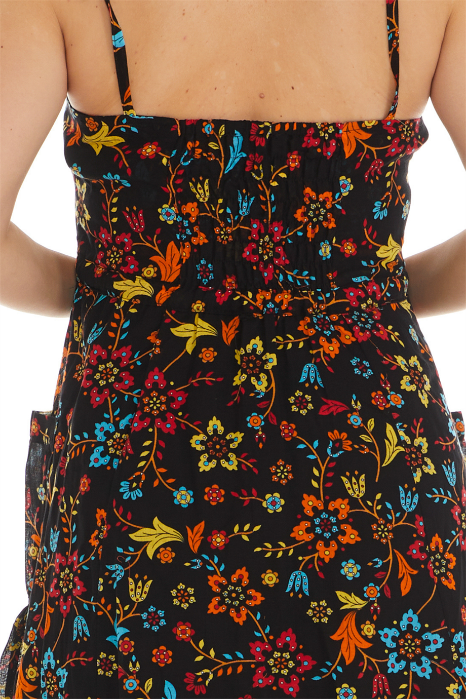 Askılı Vual Siyah Kısa Elbise