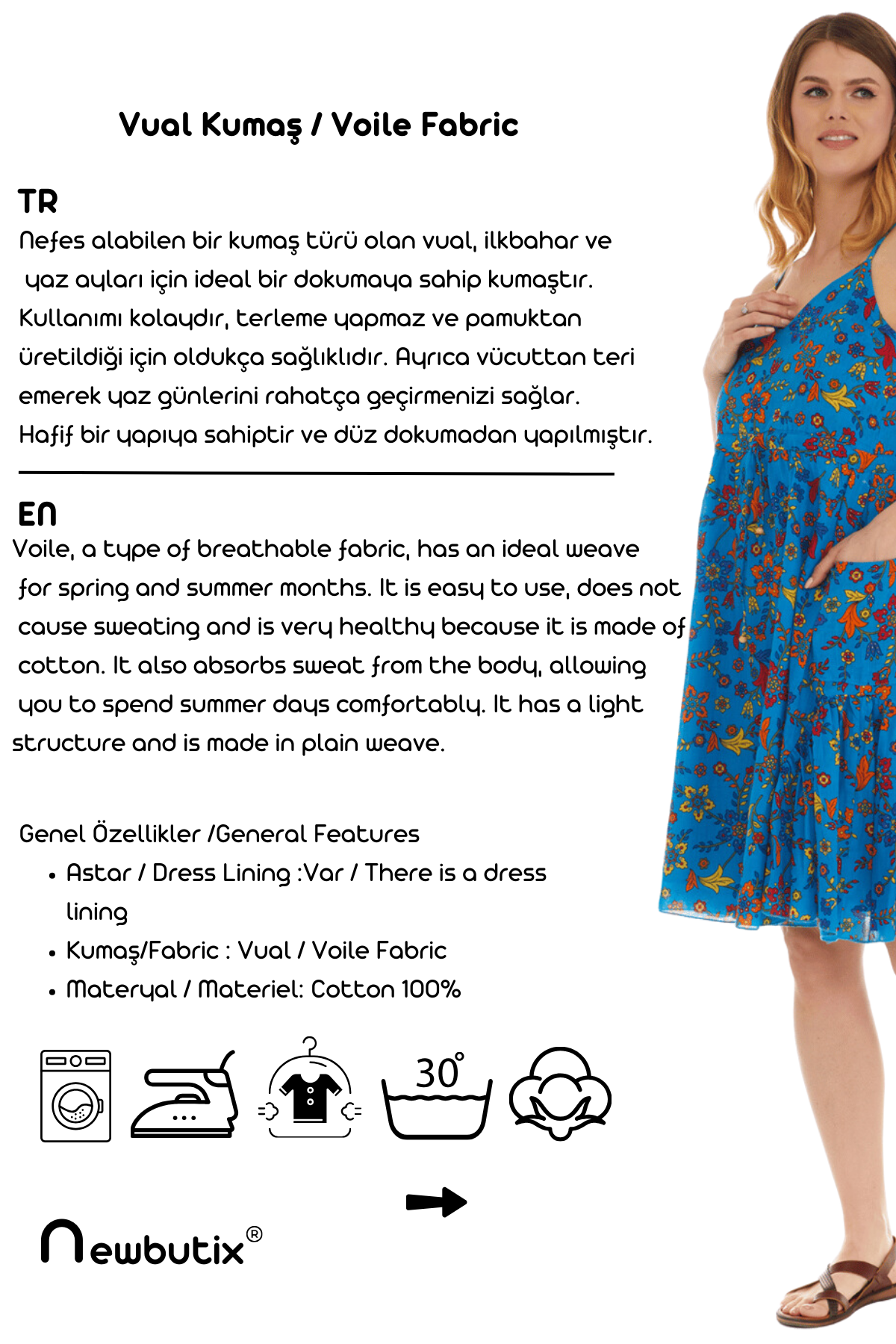 Askılı Vual Turkuaz Kısa Elbise