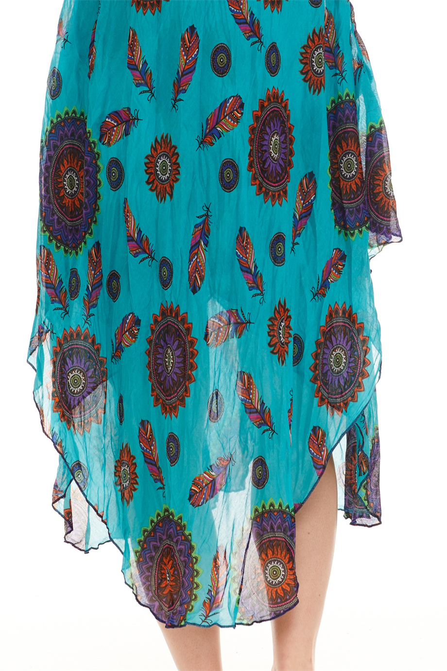 Askılı Vual Yeşil Kısa Elbise 6199