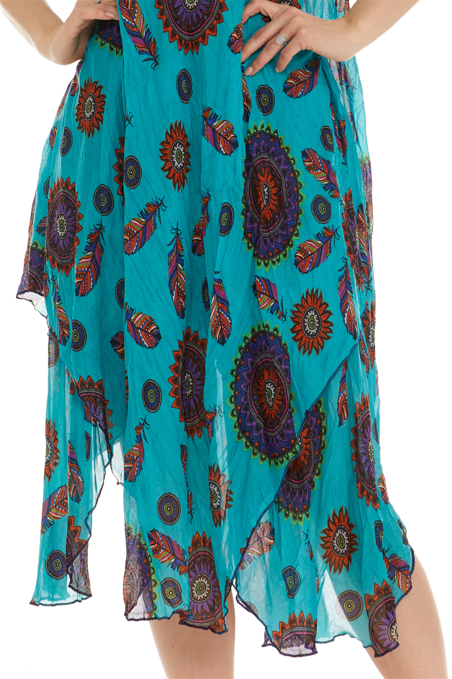 Askılı Vual Yeşil Kısa Elbise 6199