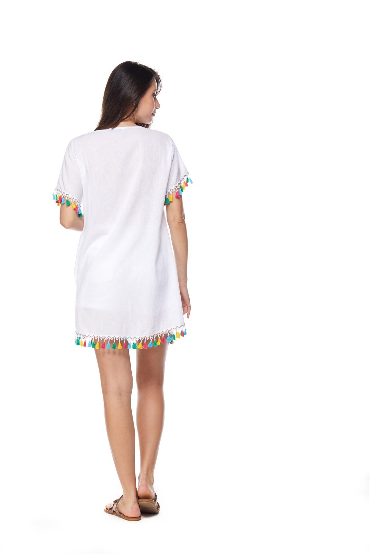 Beyaz Çiçekli Tunik