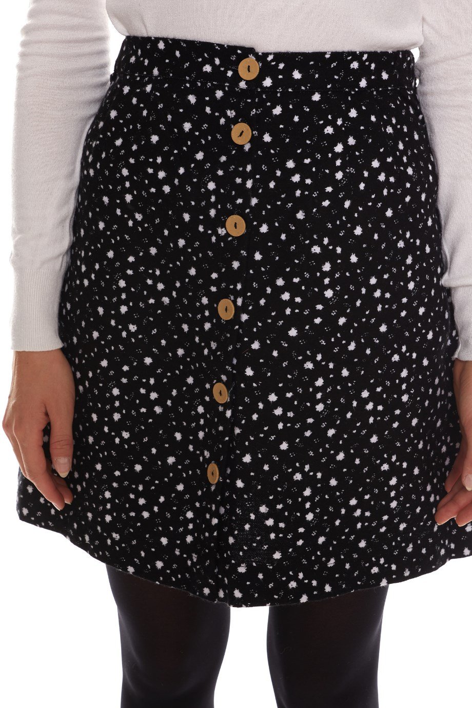 Beyaz Çıtır Desen Kısa Etek