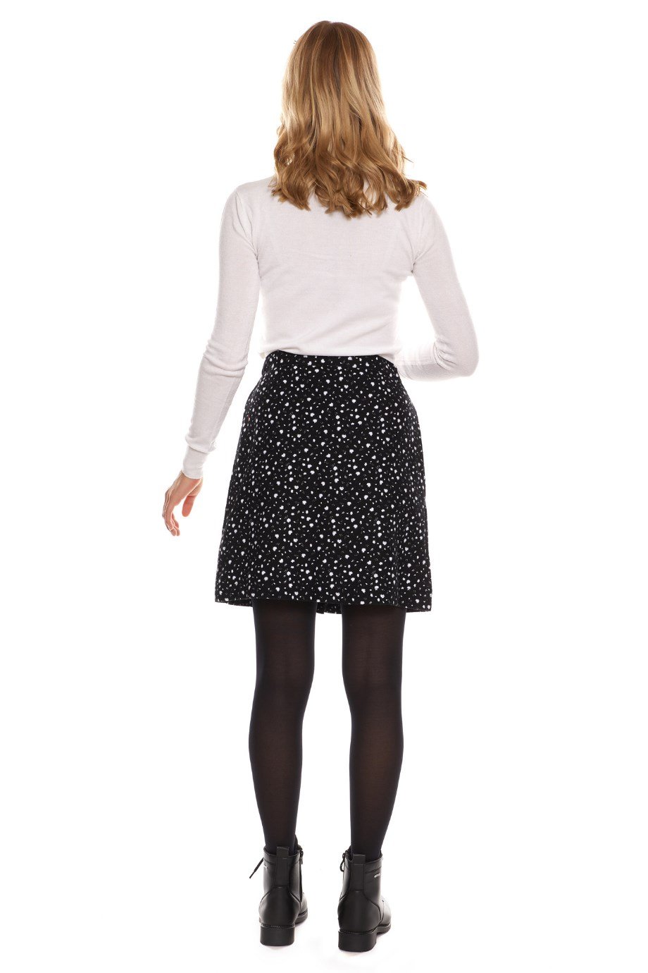 Beyaz Çıtır Desen Kısa Etek