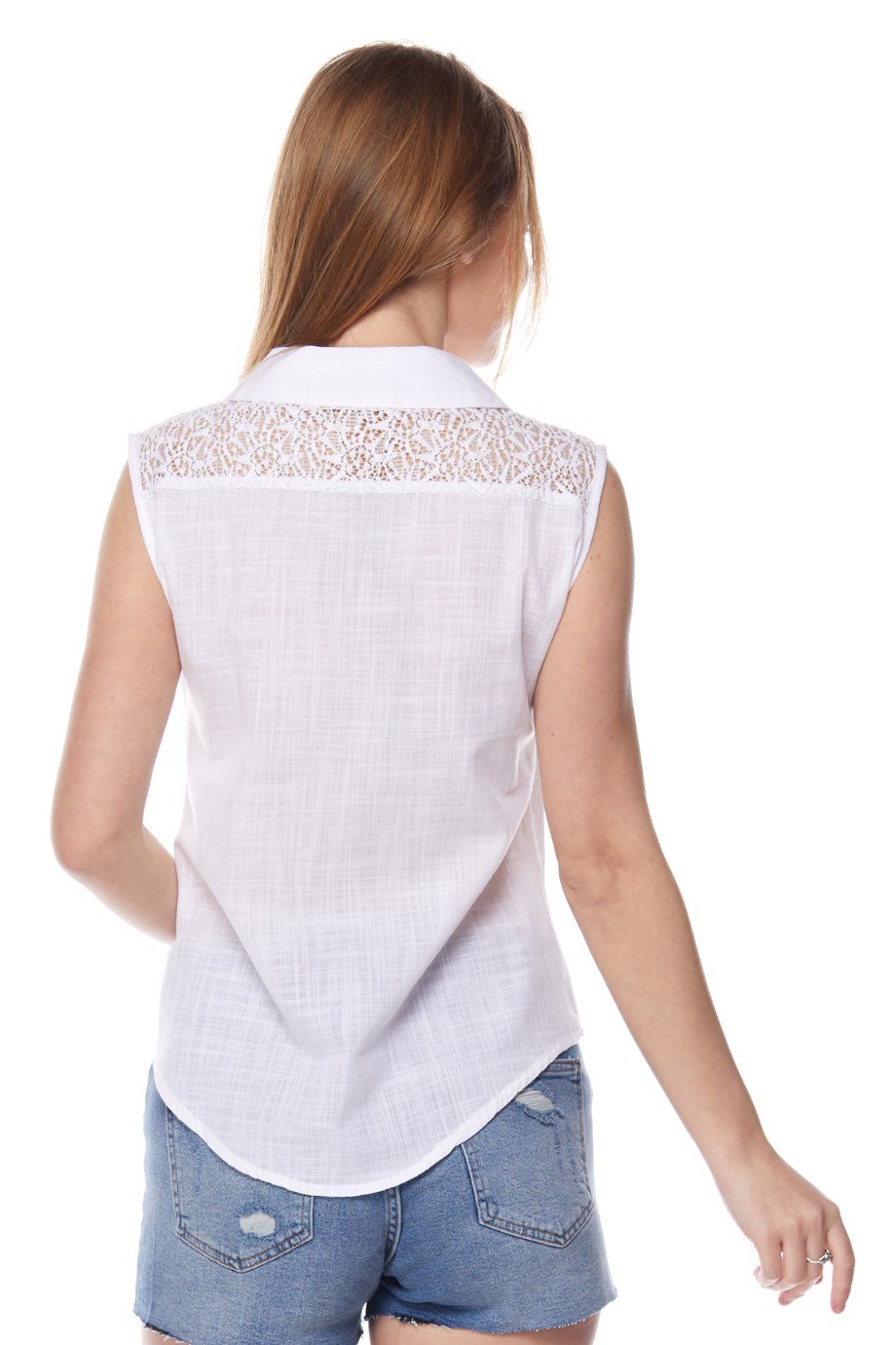 Beyaz Kolsuz Gömlek Yaka Bluz