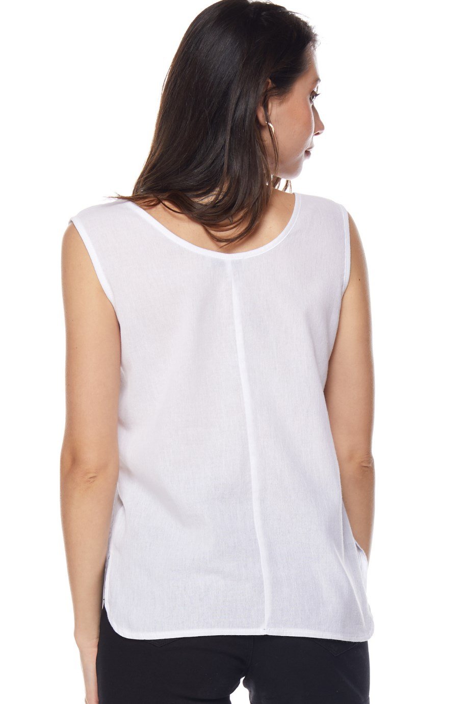 Beyaz Kolsuz İşleme Detaylı Bluz