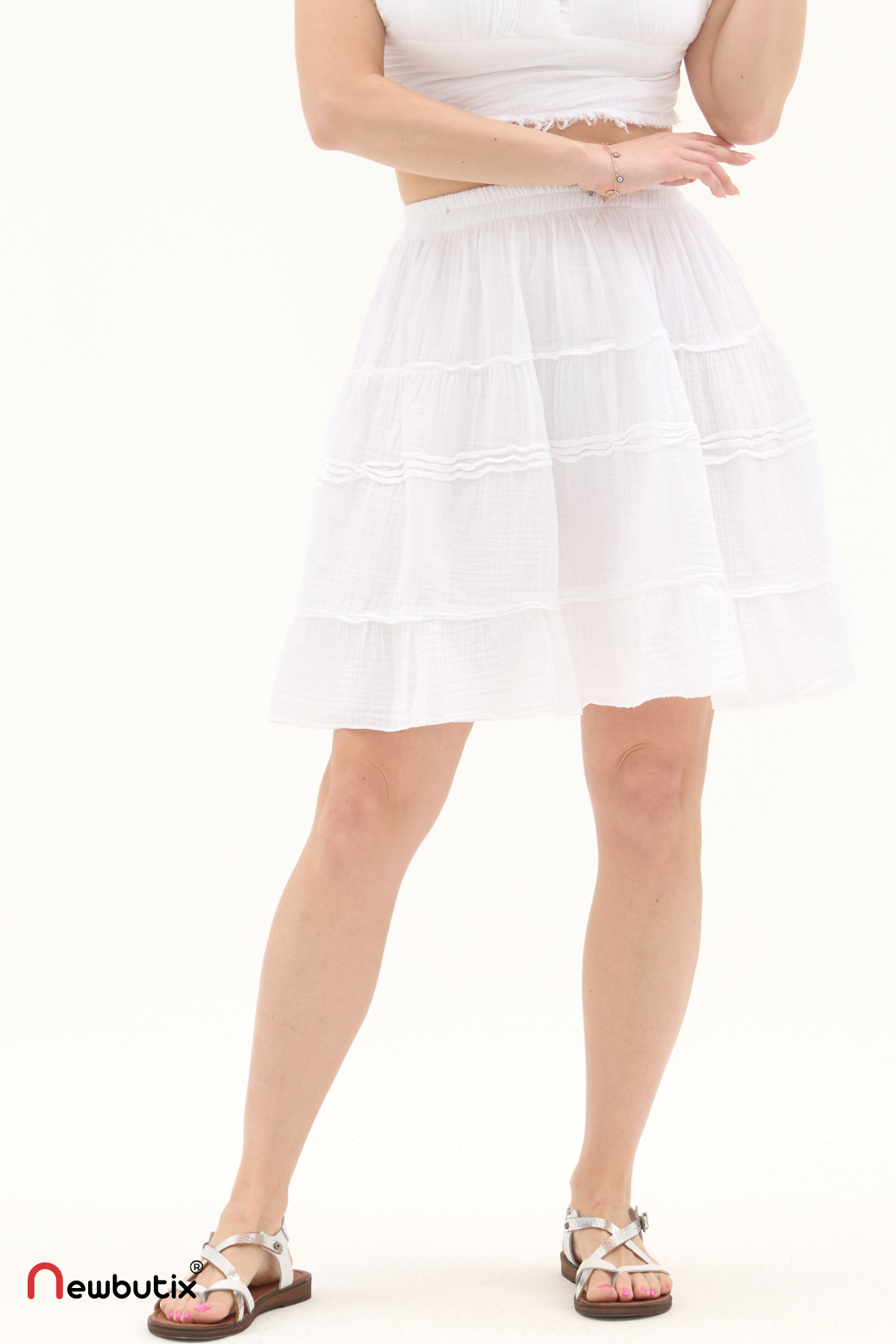 Beyaz Müslin Kısa Yazlık Etek