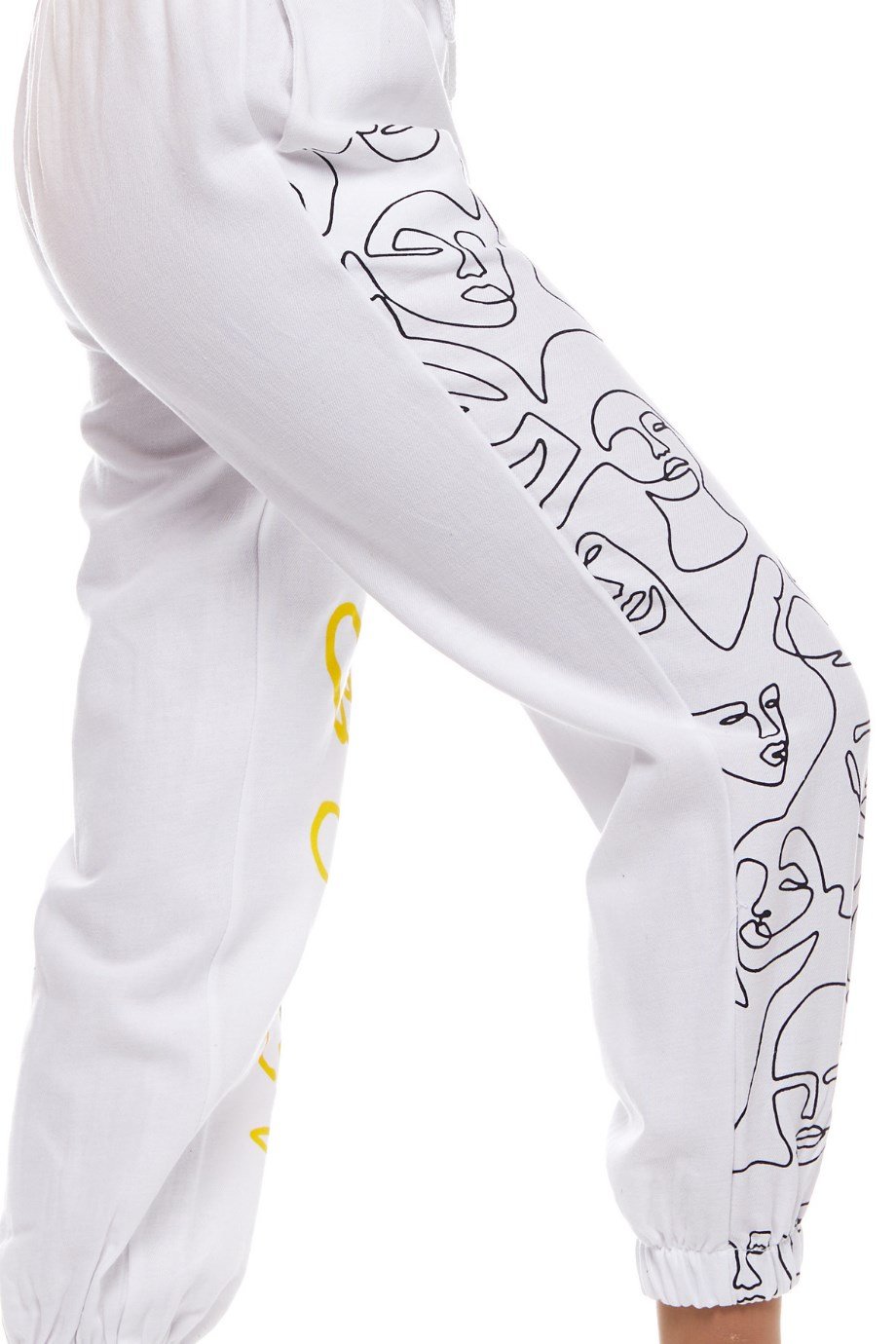 Beyaz Otantik Baskılı Pantolon