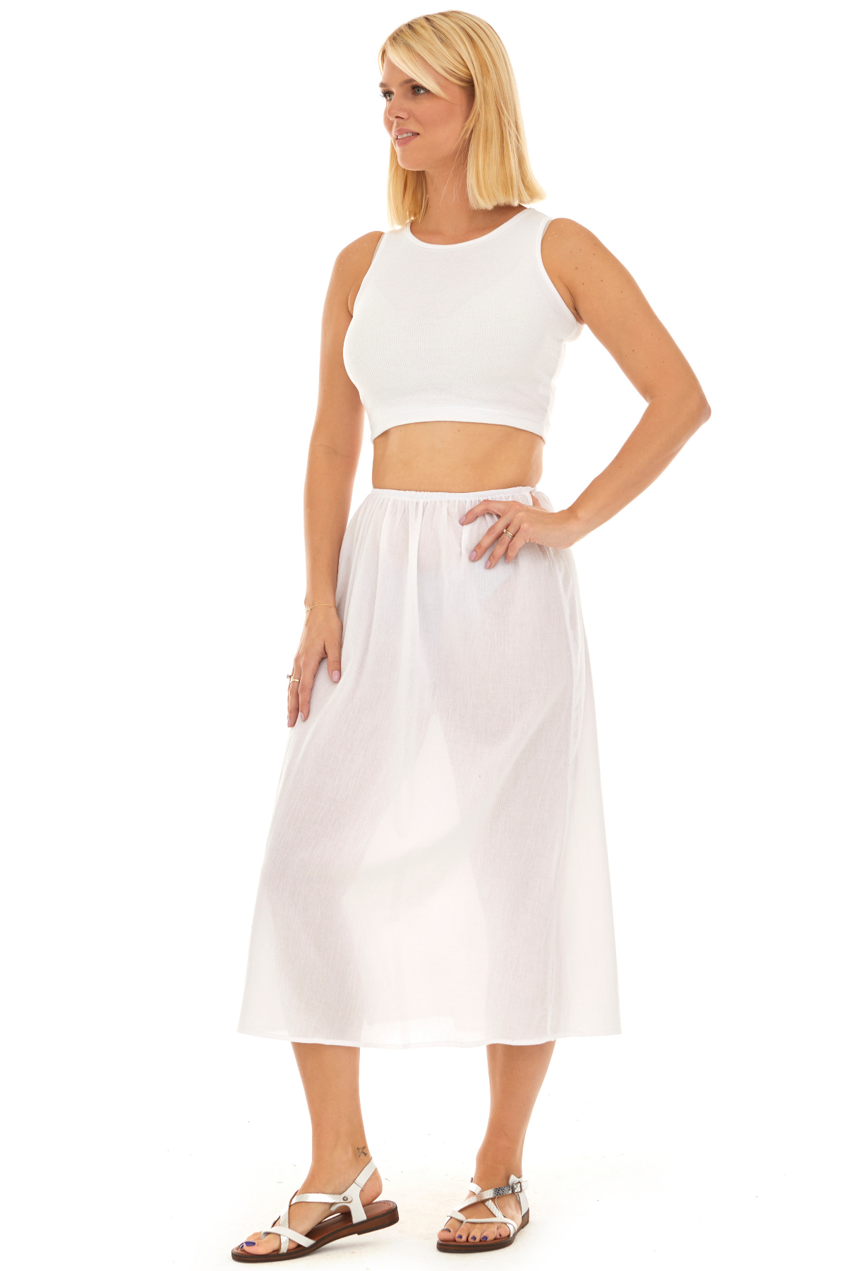 Beyaz Şile Bezi Pamuk Uzun Etek Astarı Tam Boy Jüpon 