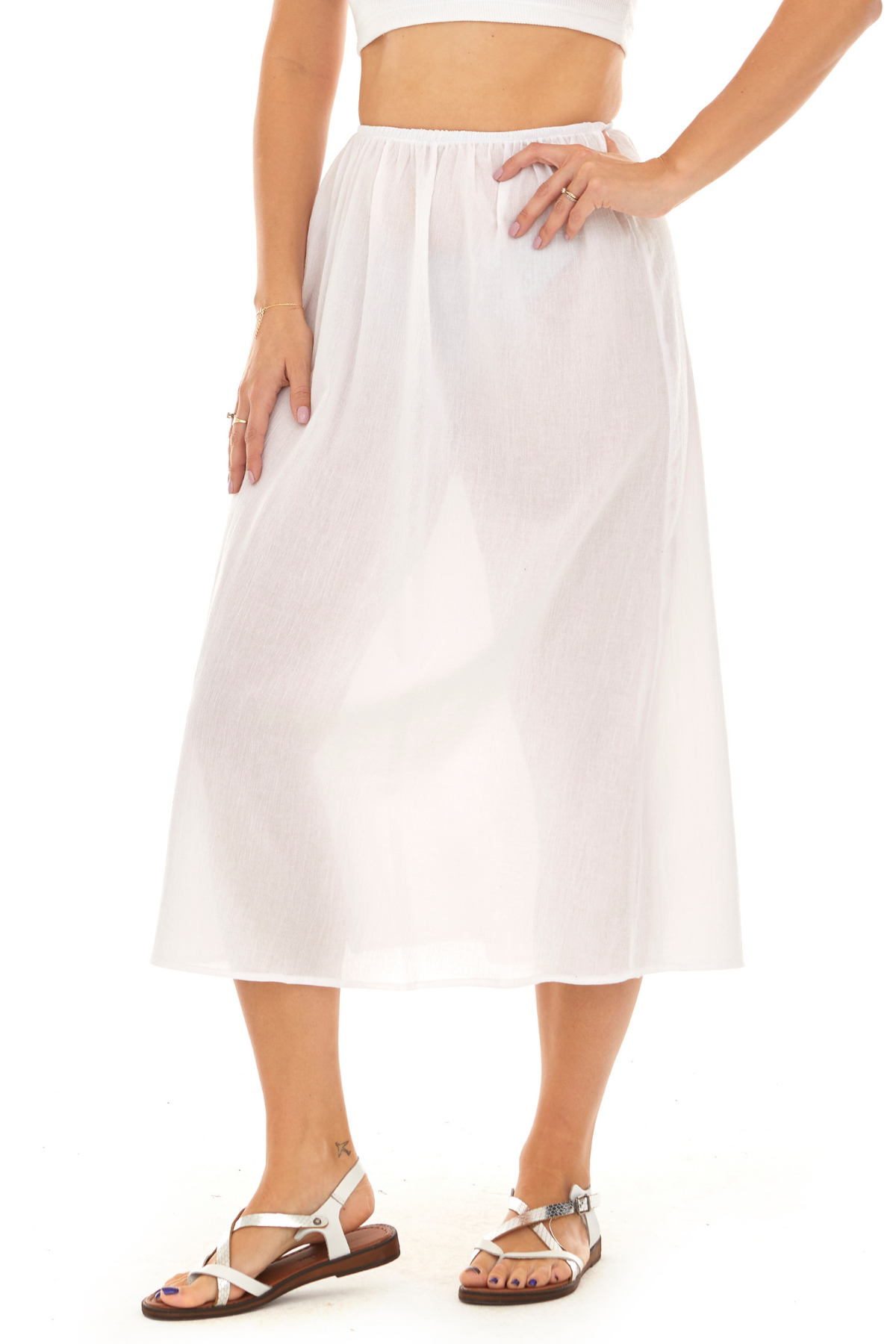 Beyaz Şile Bezi Pamuk Uzun Etek Astarı Tam Boy Jüpon 