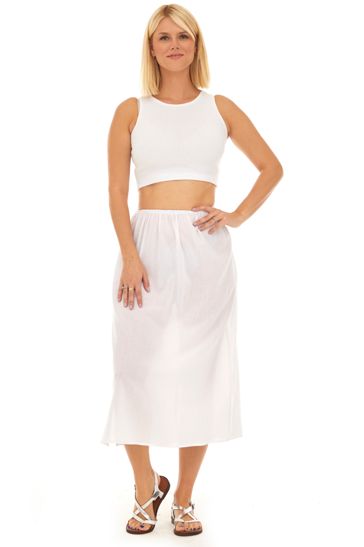 Beyaz Şile Bezi Pamuk Uzun Etek Astarı Tam Boy Jüpon 