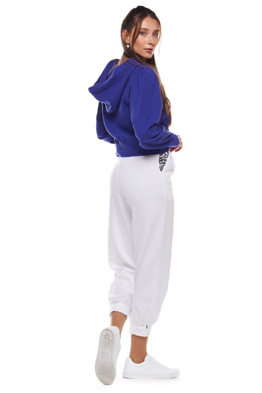 Beyaz Yazı Baskılı Pantolon