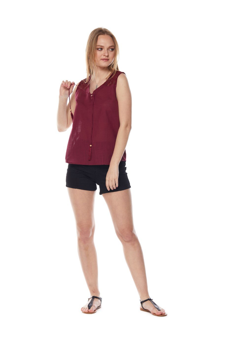 Bordo Püsküllü Bluz