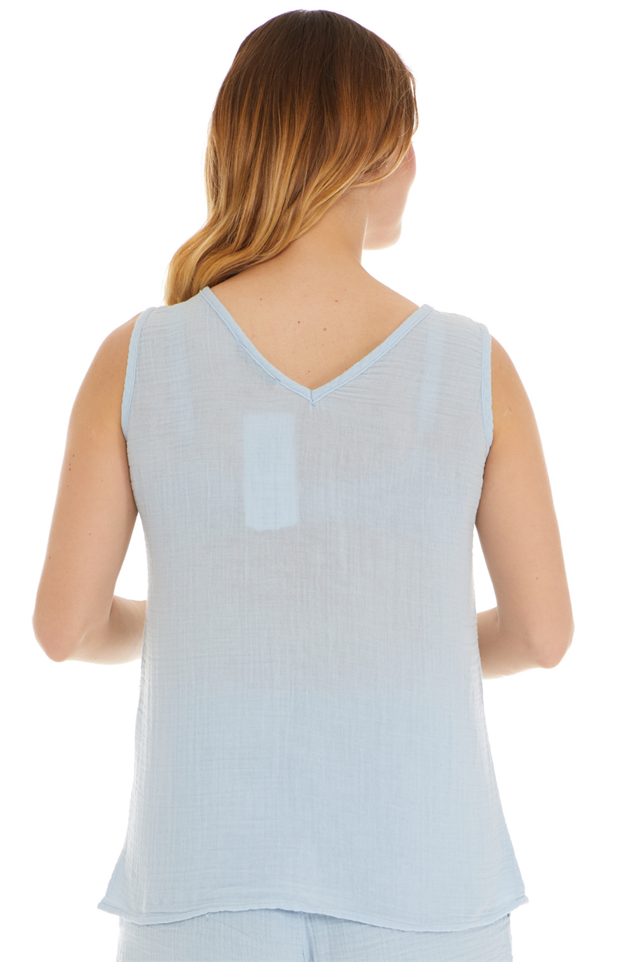 Buz Mavi Kolsuz Müslin Bluz