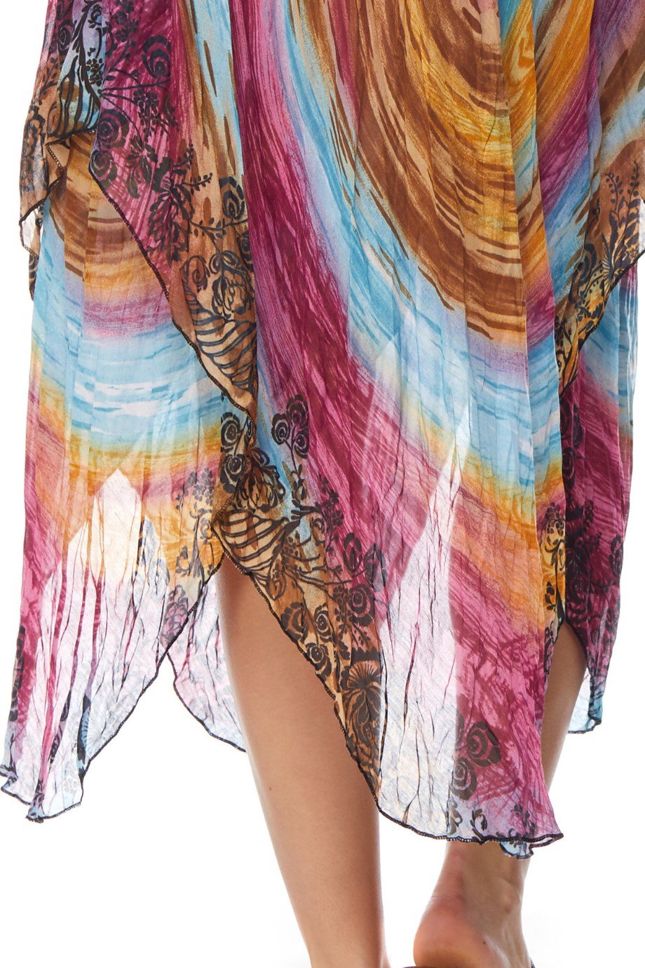 Desenli Askılı Elbise-6001