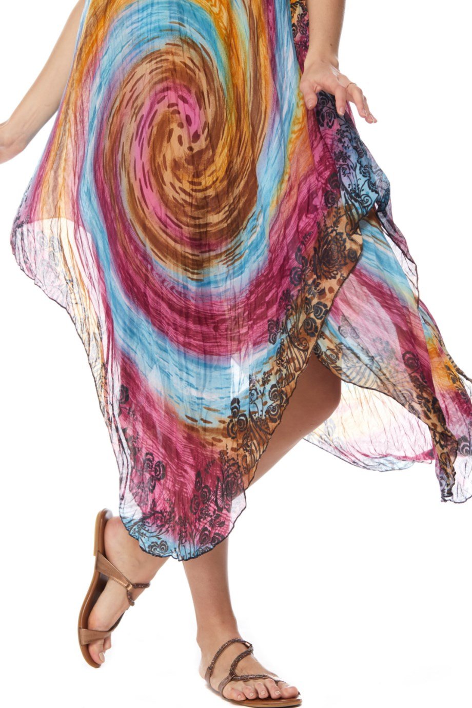 Desenli Askılı Elbise-6001