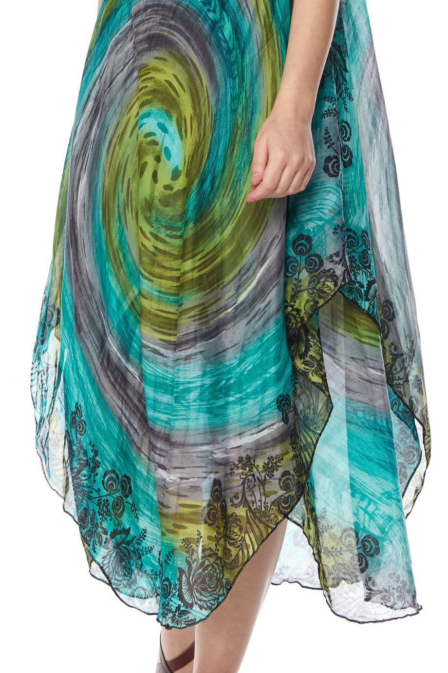 Desenli Askılı Elbise-6074