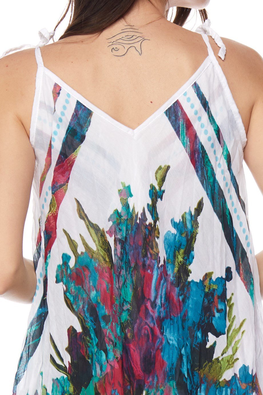 Desenli Askılı Elbise-6077