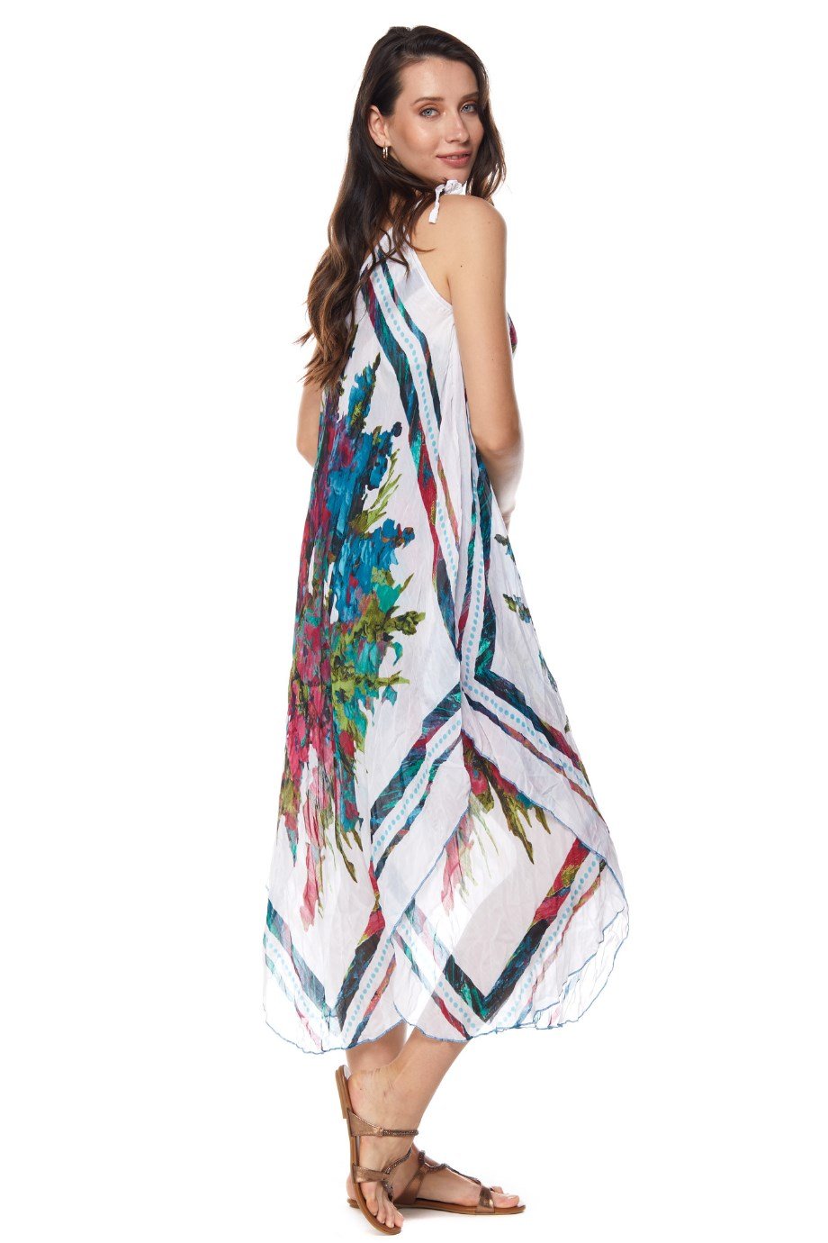 Desenli Askılı Elbise-6077