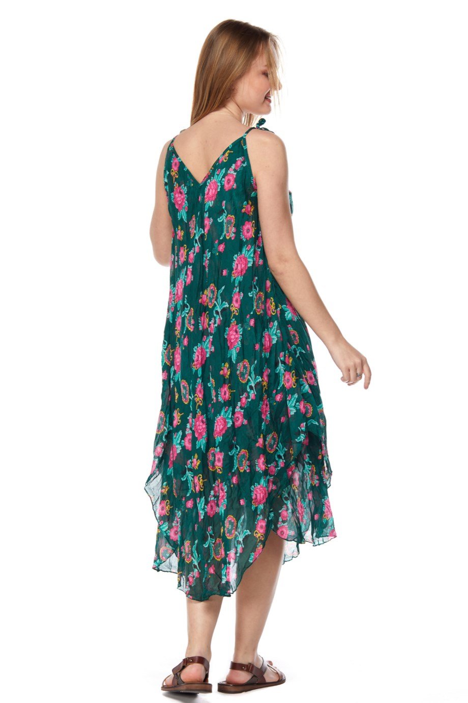 Desenli Askılı Elbise-6082