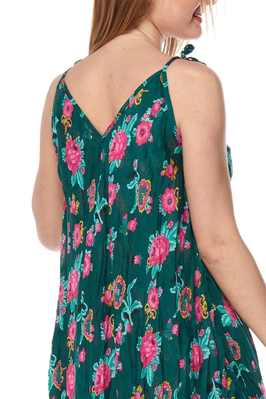 Desenli Askılı Elbise-6082