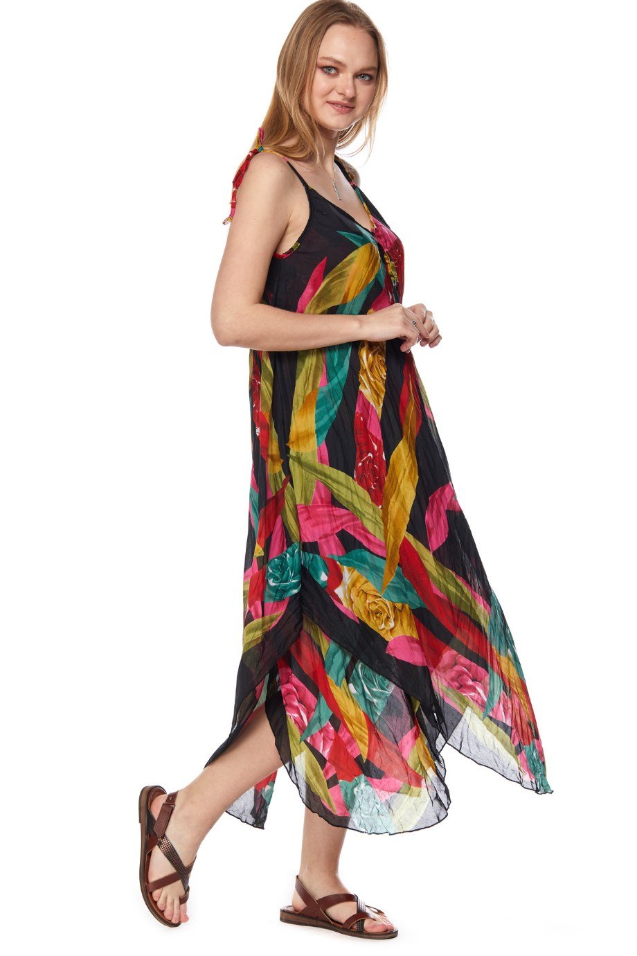 Patterned Strappy Dress-6125