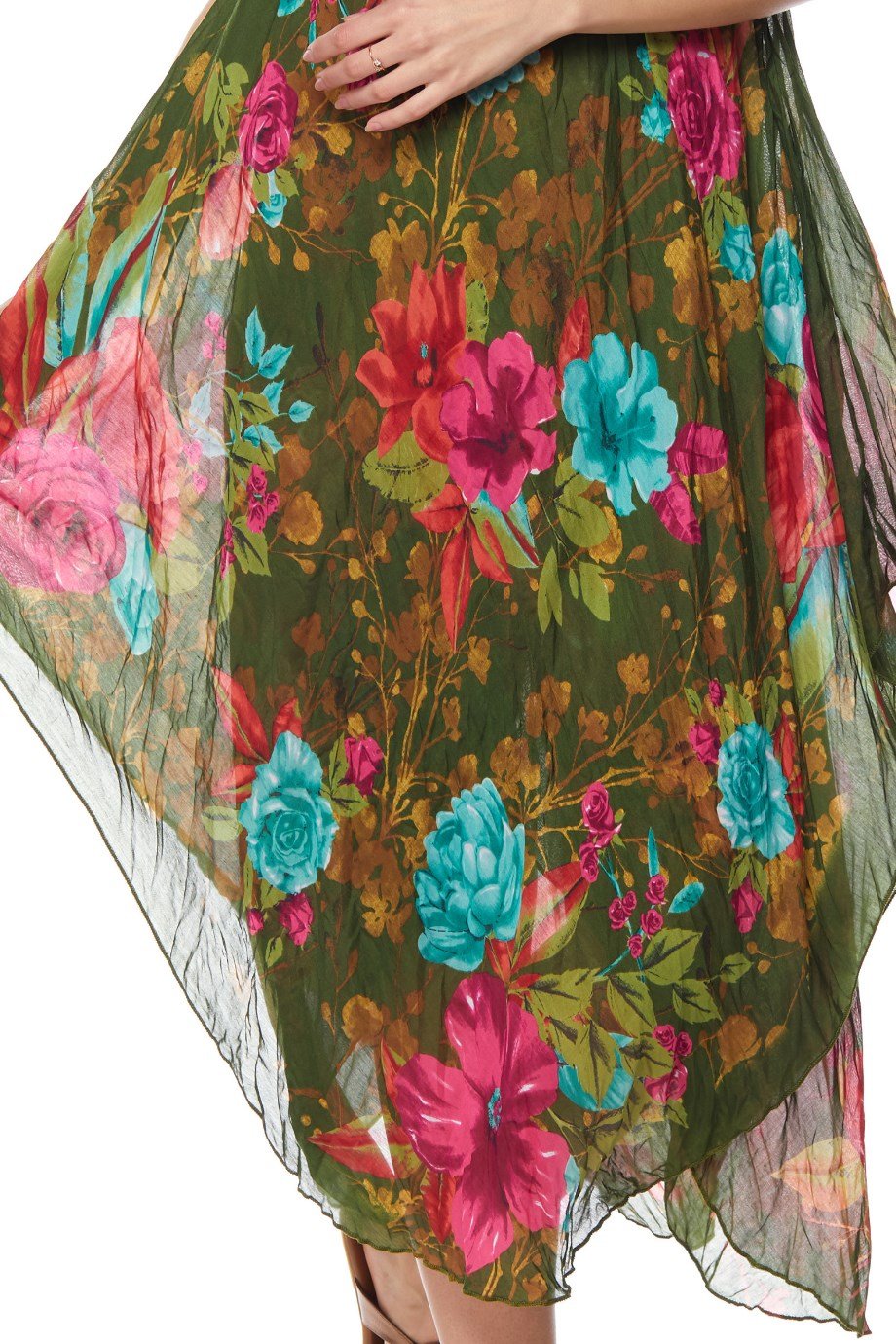 Desenli Askılı Elbise-6136