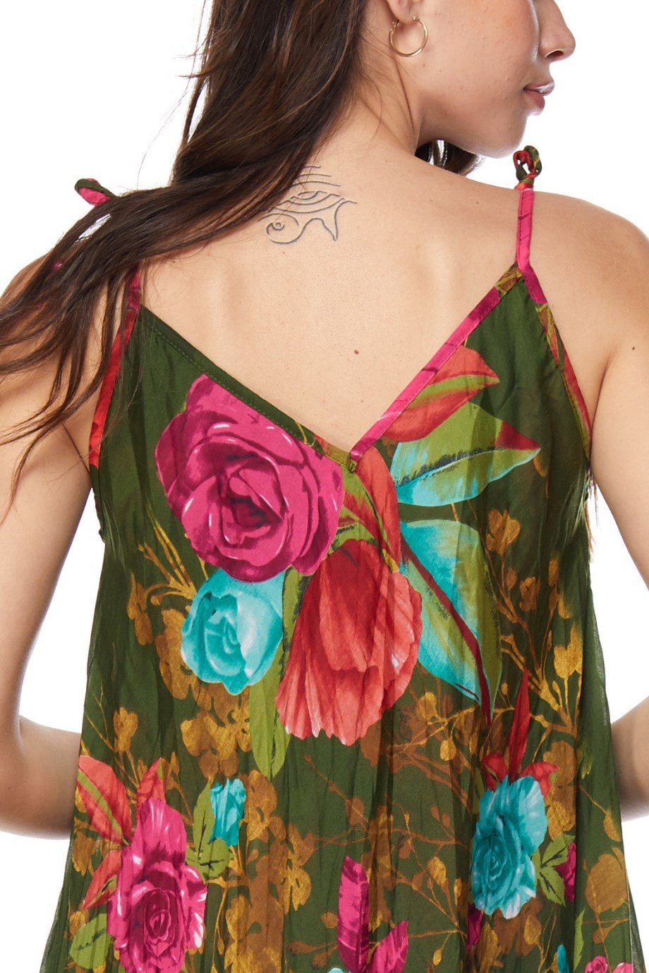 Desenli Askılı Elbise-6136