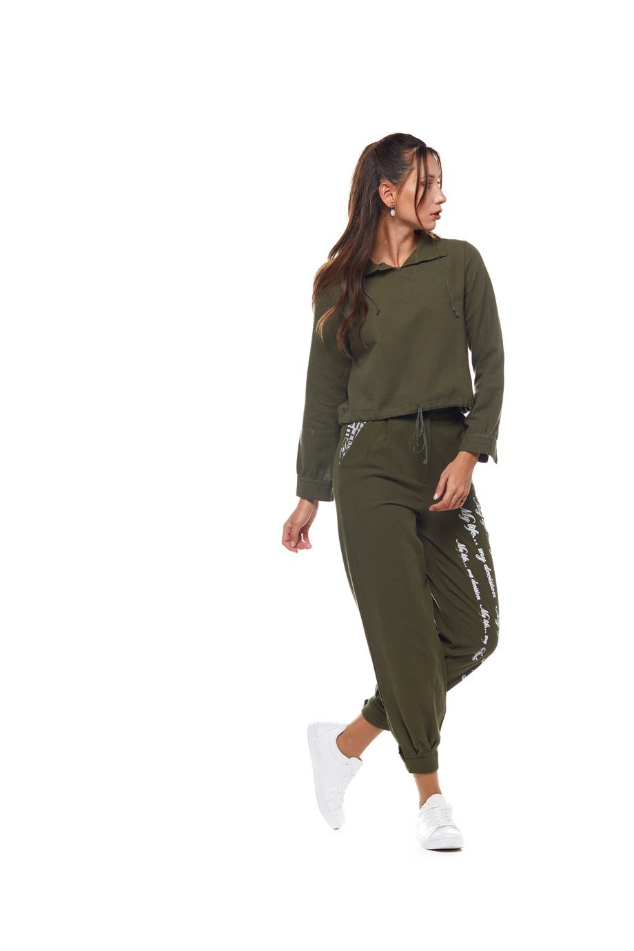 Haki Belden Bağlamalı Bluz