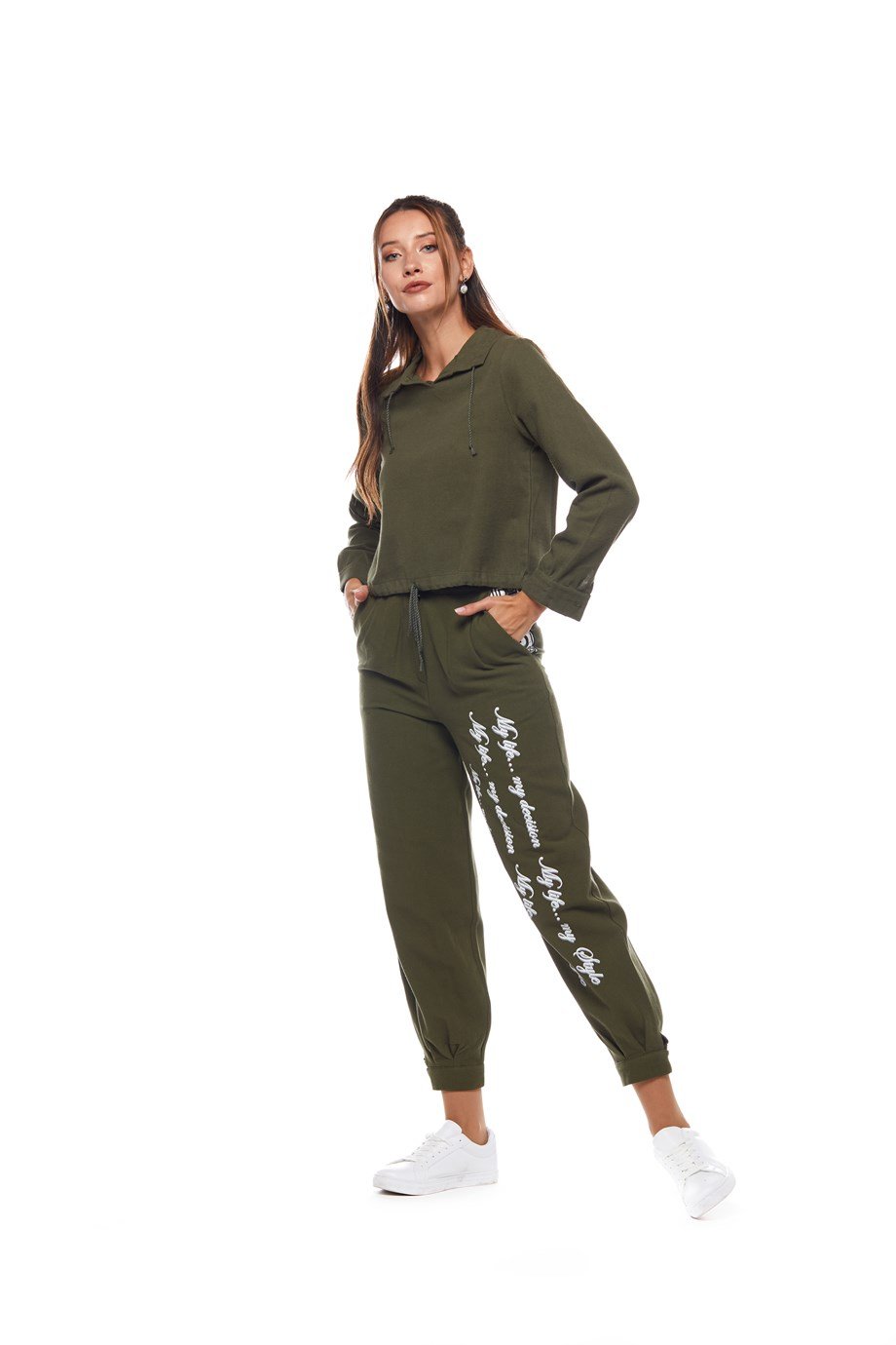 Haki Belden Bağlamalı Bluz