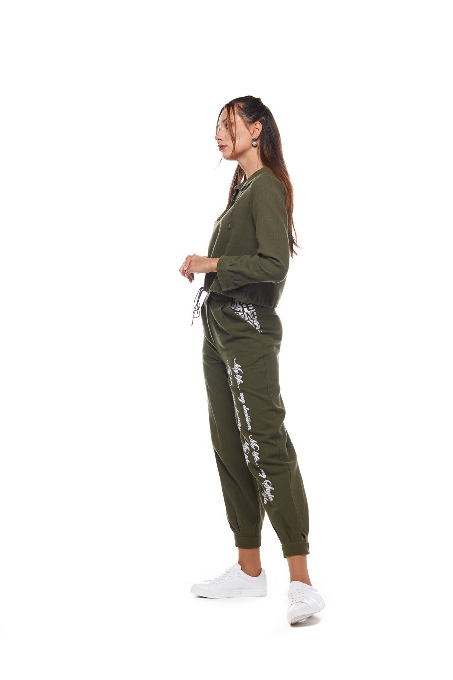 Haki Belden Bağlamalı Bluz