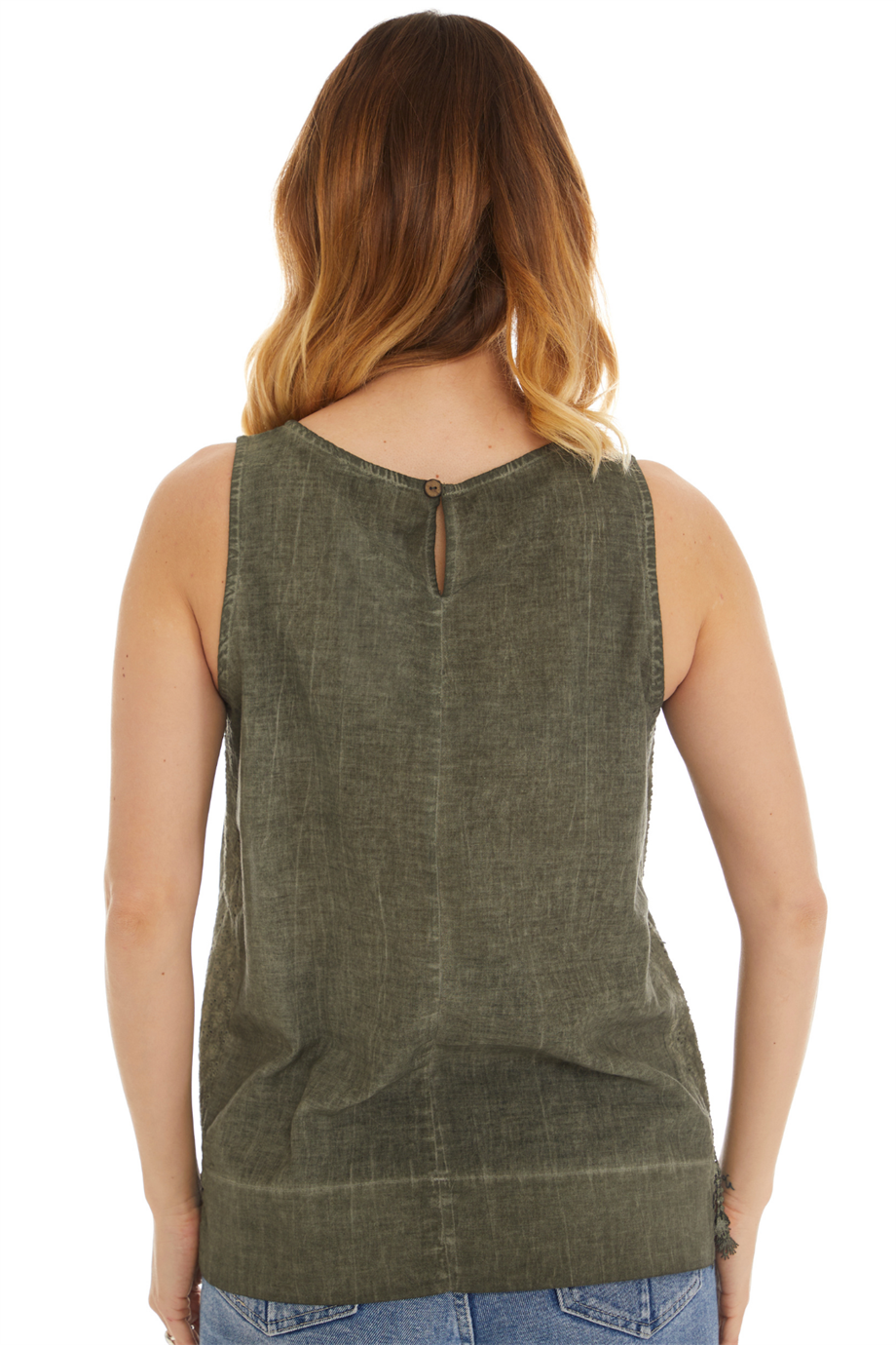 Haki Kolsuz Poplin Bluz 