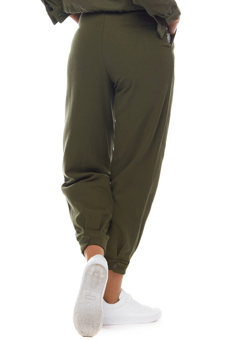 Haki Yazı Baskılı Pantolon