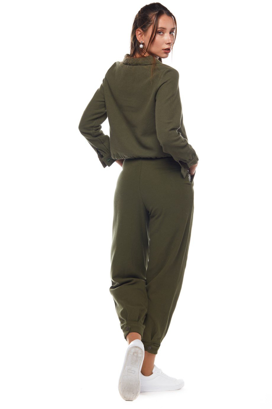 Haki Yazı Baskılı Pantolon