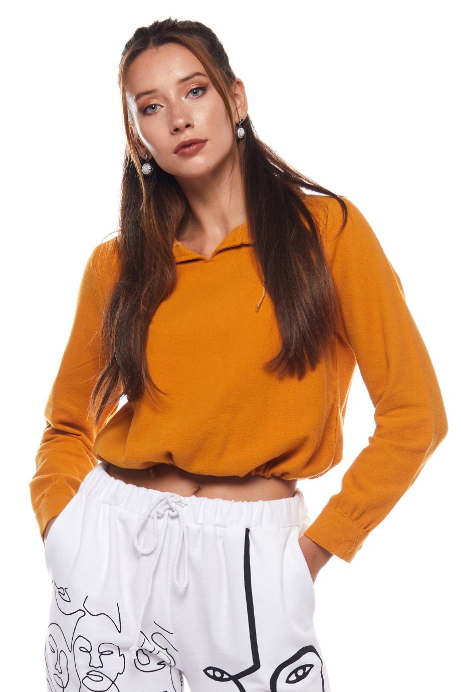 Hardal Belden Bağlamalı Bluz