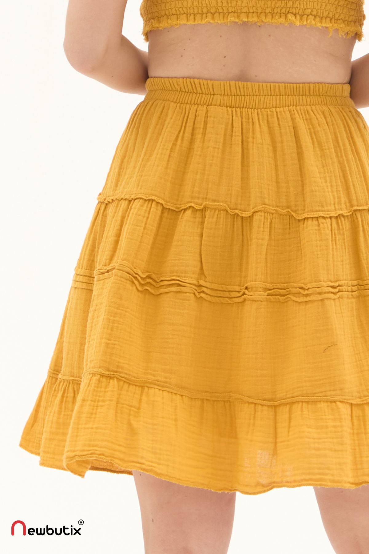 Hardal Müslin Kısa Yazlık Etek