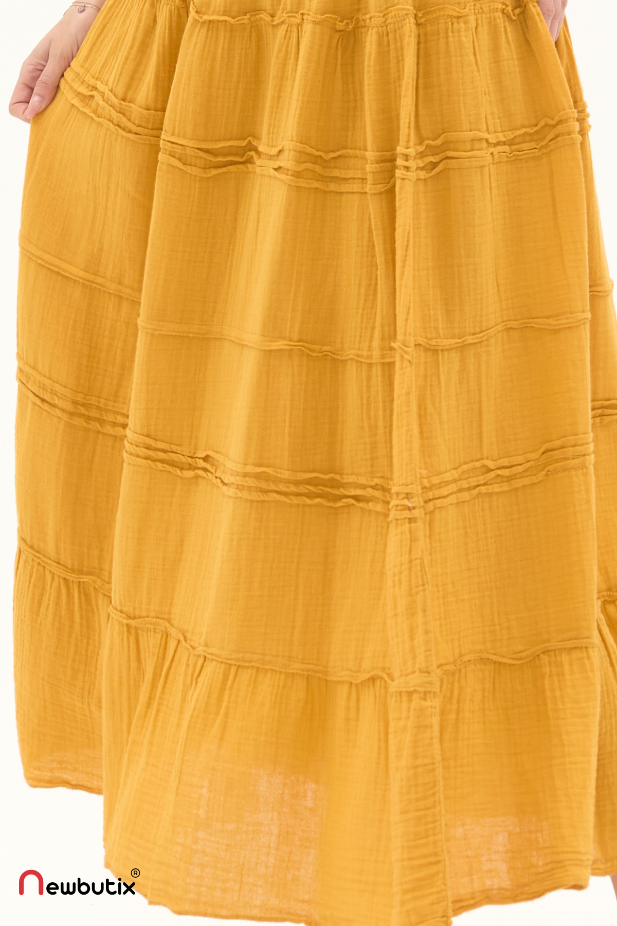 Hardal Müslin Uzun Yazlık Etek