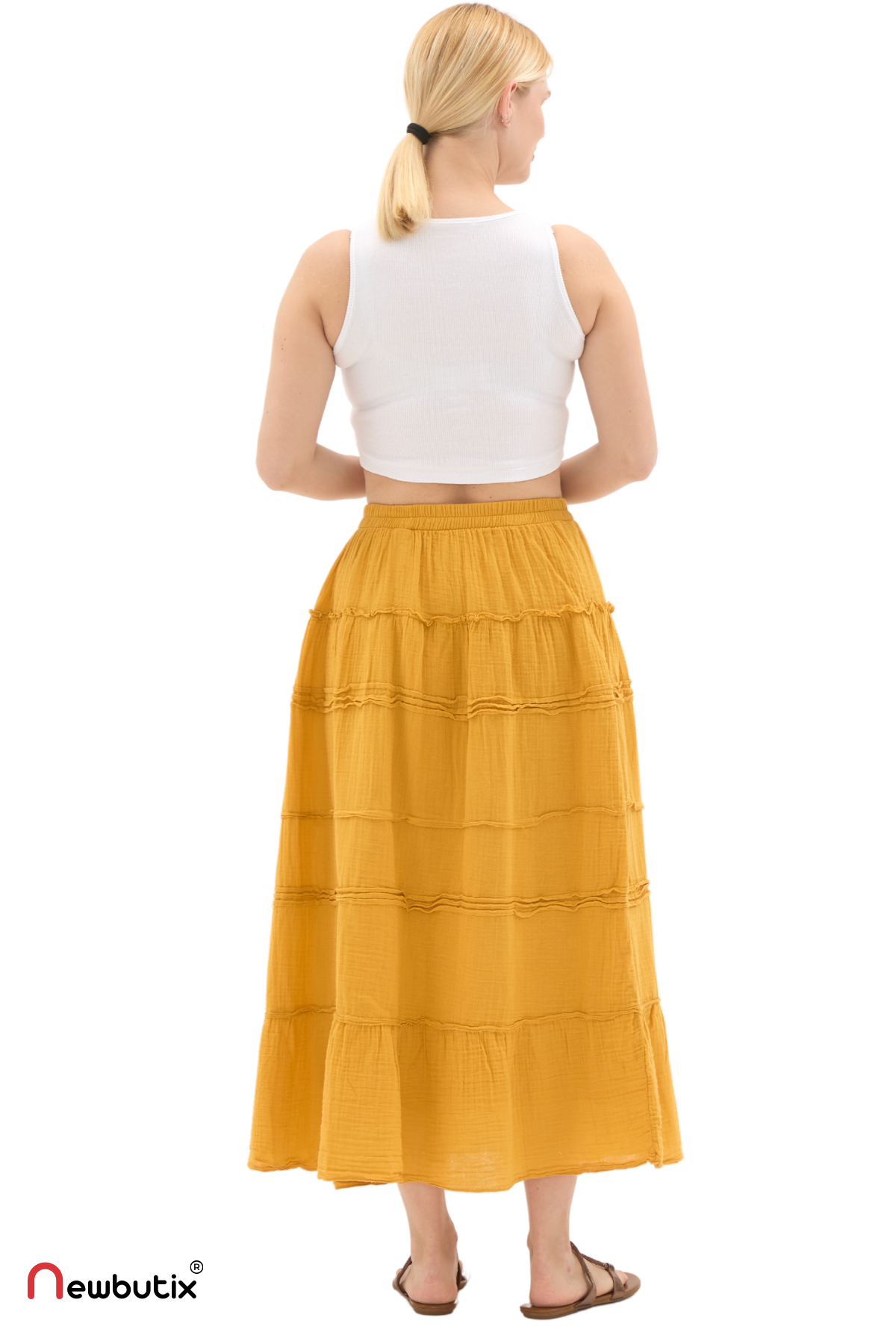 Hardal Müslin Uzun Yazlık Etek