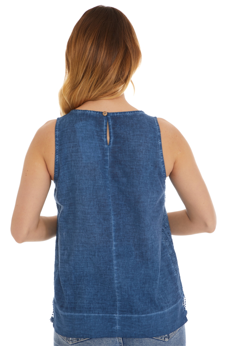 İndigo Kolsuz Poplin Bluz 