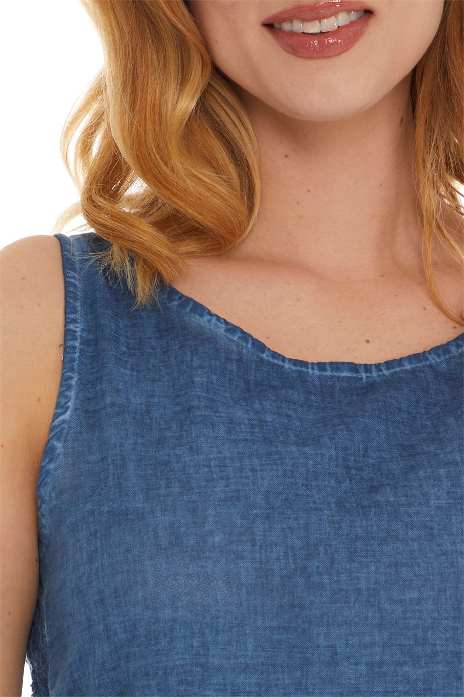 İndigo Kolsuz Poplin Bluz 