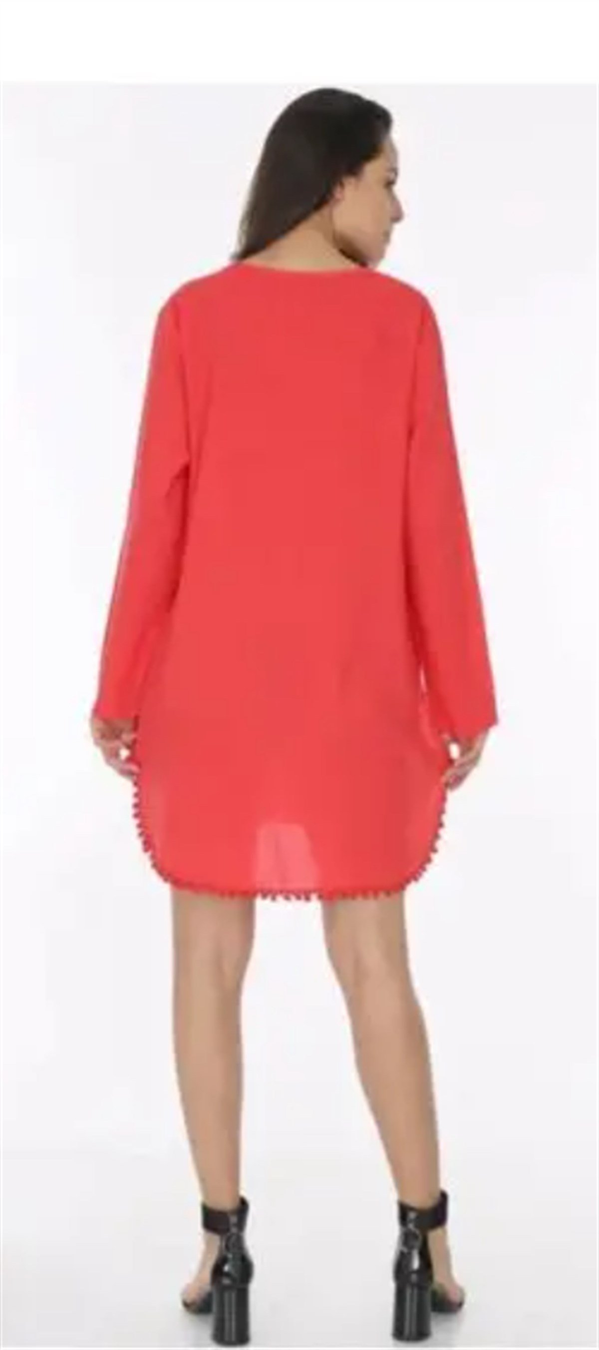 Kırmızı Şile Bezi Handmade (El Nakışlı) Tunik