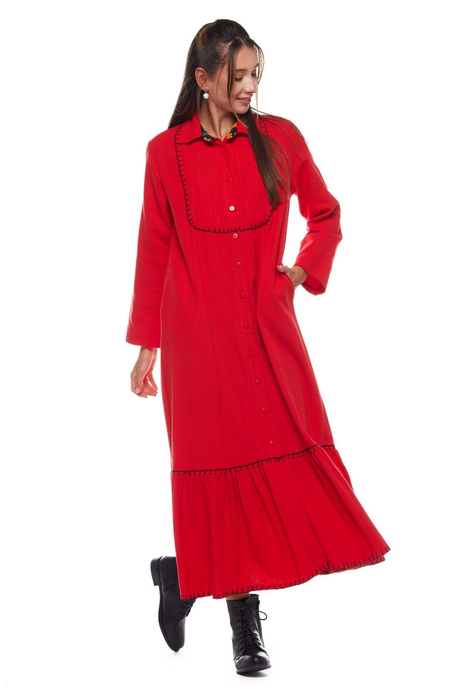 Kırmızı Uzun Nazlı Elbise