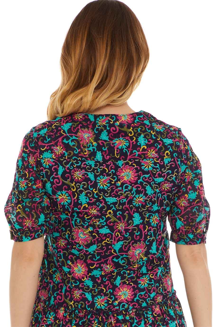 Kısa Kol Vual Lacivert Kısa Elbise