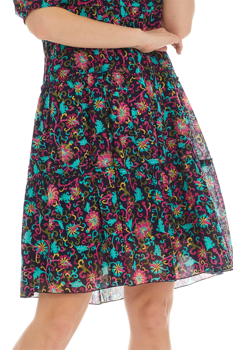 Kısa Kol Vual Lacivert Kısa Elbise